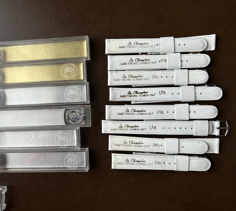 Lote de 8 correas de reloj vintage de cuero blanco JB Champion 11/16" y 5/8 sin usar Foto 2 de 4