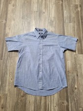 Stafford Mens Short Sleeve Button Down Shirt Neck 17 Blue Blend