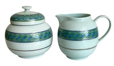 RARE CHRISTOFLE PARIS LE TORSADE BLEU BLEUE CREAMER and SUGAR