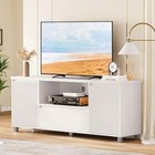 Fluted Tv Stand, White Entertainment Center for 60/65/70 Inch Tvs, Modern Con.