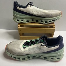 ON Running CloudMonster 1 Blanco Verde azulado Zapatos para Correr para Hombres Talla M12.5