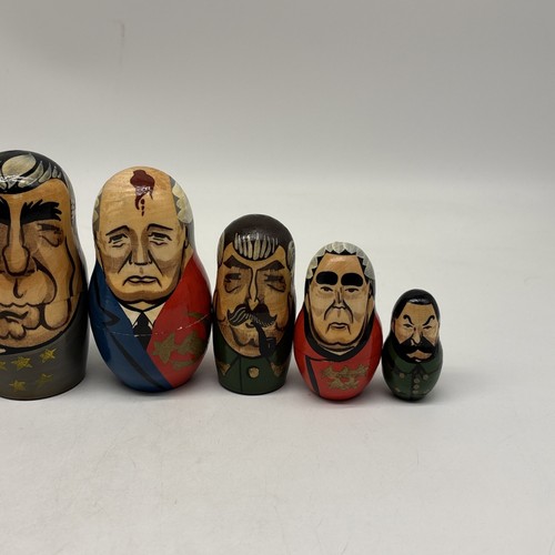 ¡Juego de muñecas rusas de madera vintage de líderes políticos! - Imagen 9 de 19