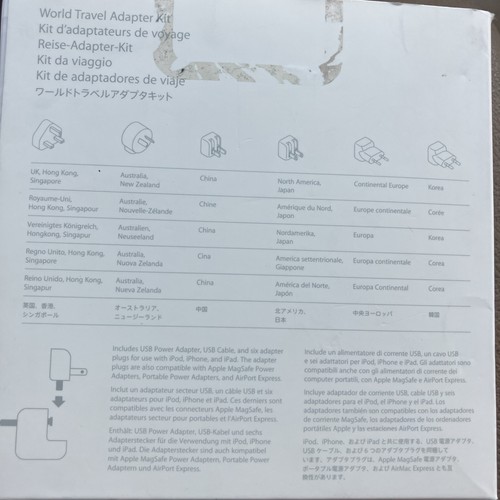 APPLE World Travel Adapter Kit White - MB974ZM/B - NEW / SEALED - Picture 2 of 5