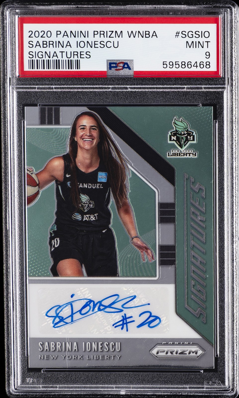 2020 PANINI PRIZM WNBA SIGNATURES #SGSIO SABRINA IONESCU PSA 9 AUTO