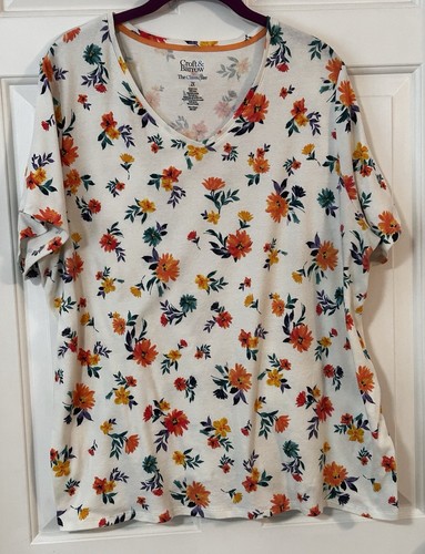 Croft & Barrow 2X V Neck Short Sleeve Multicolored Floral Knit Top The Classic T - Bild 1 von 16
