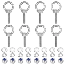 8Pcs M6 x 30mm 304 Stainless Steel Lifting Shoulder Eye Bolt with Nuts Washers