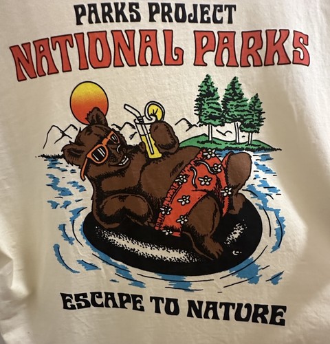 Parks Project Escape To Nature Mens Size M Medium Off White Cotton T-Shirt - Picture 4 of 7