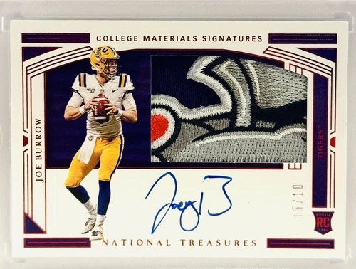 2020 National Treasures Bowl Logo Red Rookie Patch Auto Joe Burrow 05/10 💥