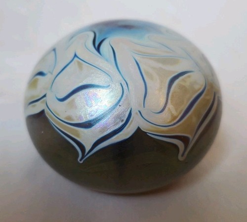 Vintage 1974 Craig Zweifel signiert Kunst Glas Briefbeschwerer opalisierend 3" - Bild 4 von 9