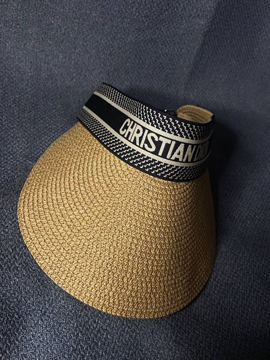 Christian Dior Logo Band Straw Sun Visor Hat | eBay