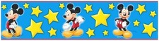 Disney Mickey Mouse Stars Vinyl Prepasted Wallpaper Wall Border Light Blue Bkgrd