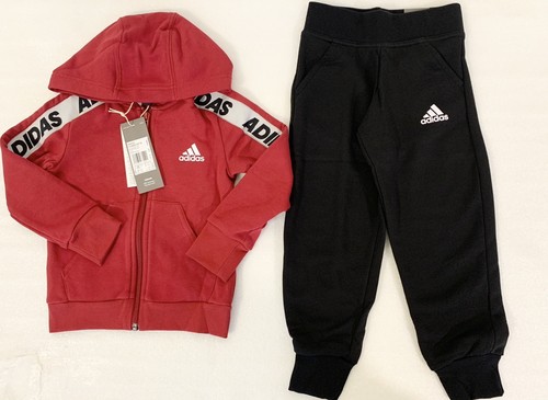 Kids Adidas Tracksuit Hoodie & Joggers  Set  Red Black Size  5-6 | Girls Outfit - Picture 2 of 15