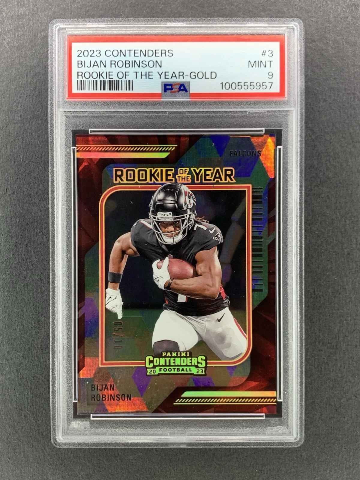 Bijan Robinson Panini Contenders Rookie of the Year Contenders #3 Gold