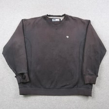 Fila Mens Vintage Distressed Crewneck Sweatshirt Large L Faded Black Embroidered