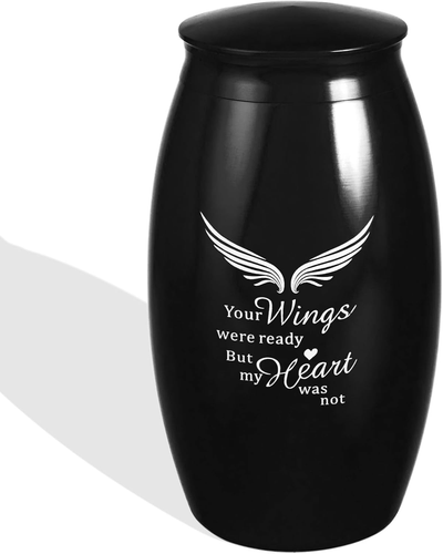 Small/Medium Urns for Human Ashes Adult Male Female,5.5" Black Cremation Angle U - Picture 7 of 12