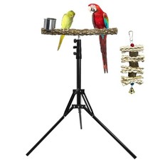28-60inches Height Adjustable Bird Perch, Pepperwood Parrot With feeding cup