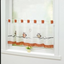 Küche Scheibengardinen Landhaus Bistrogardinen Eule Fenstergardine mit Schlaufen