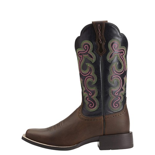 Ariat Damen Damen Quickdraw Westernstiefel, braun geölt Rowdy/Saphirblau, 6 - Bild 2 von 5