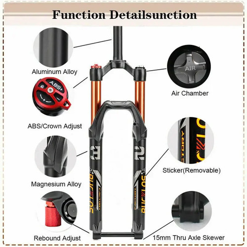 Mountain Bike Air Supension Fork 26/27.5/29Inch Tapered/Straight 140MM Travel - Picture 15 of 29