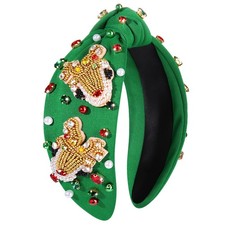 Christmas Headband for Women Beaded Christmas Tree Reindeer Snowflake Headban...