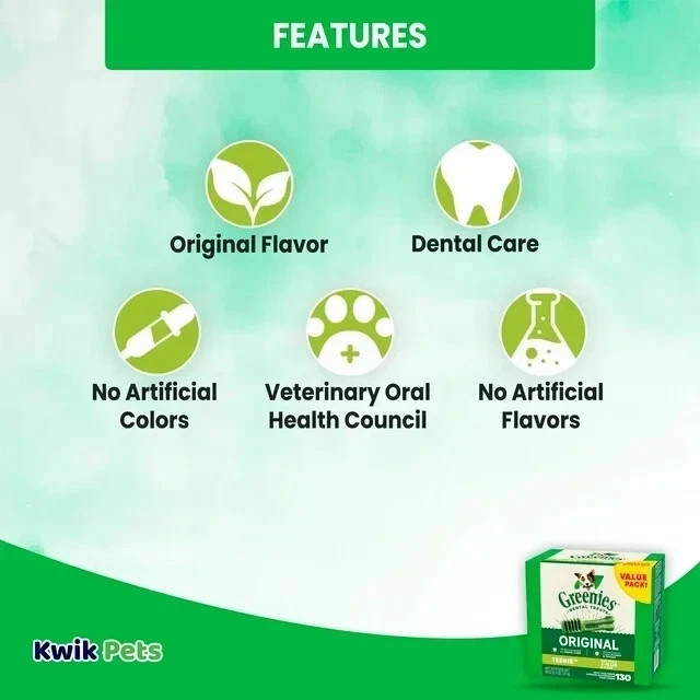 GREENIES Original TEENIE Natural Dental Dog Treats Pack of 130