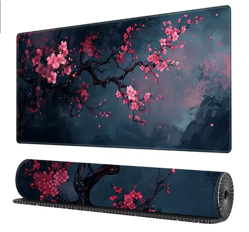 Premium Night Cherry Blossom Mouse Pad 31.5x11.8in Large Keyboard Desk Pad UK