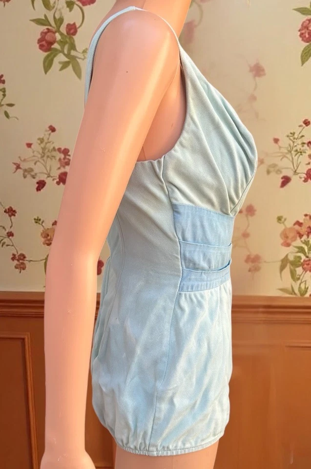 Traje de baño vintage años 50 1 pieza traje de baño bebé azul corsé Marina Del Mar, 27w Foto 4 de 4