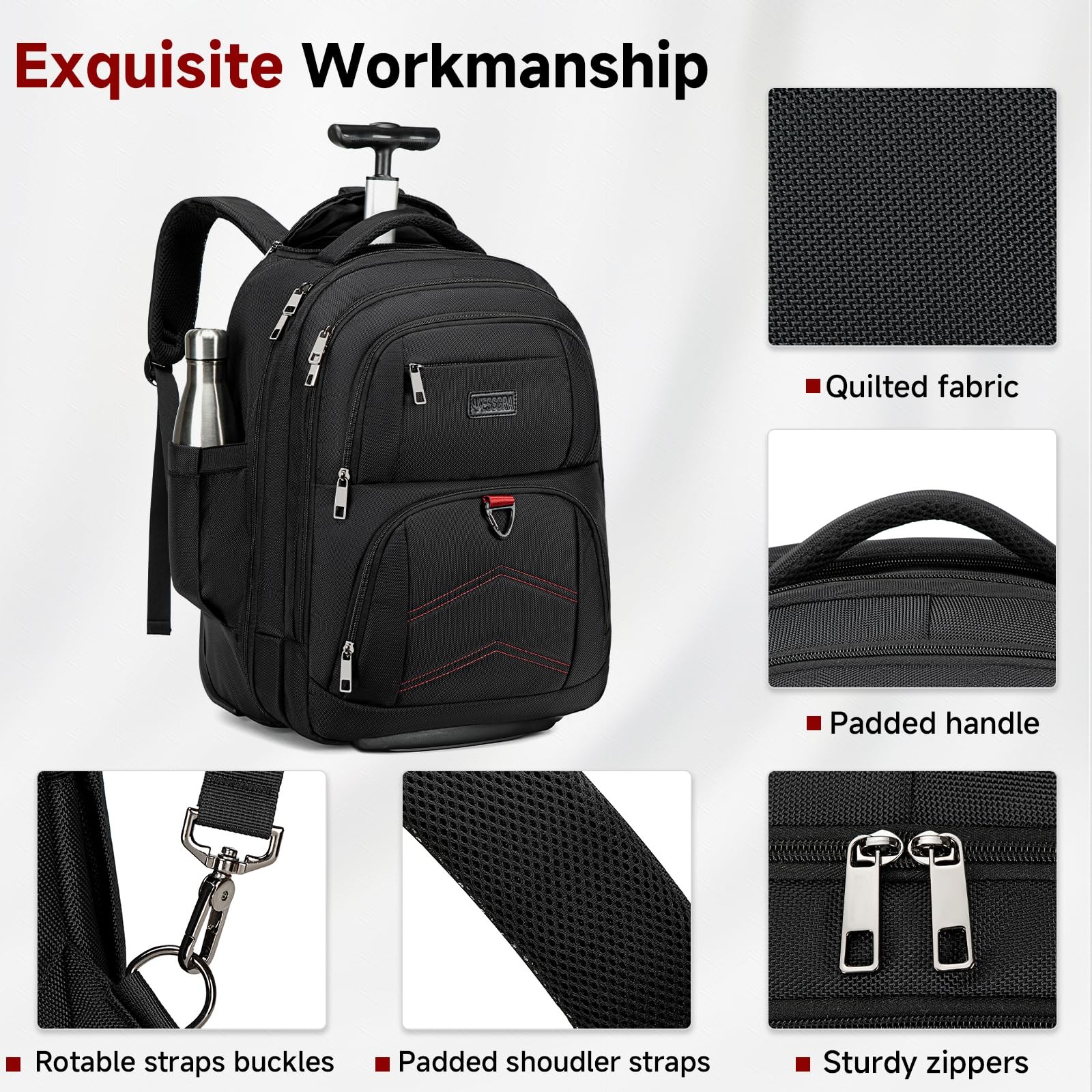 Rolling Backpack 45L Backpack with Wheels, 17.3 I… - image 3