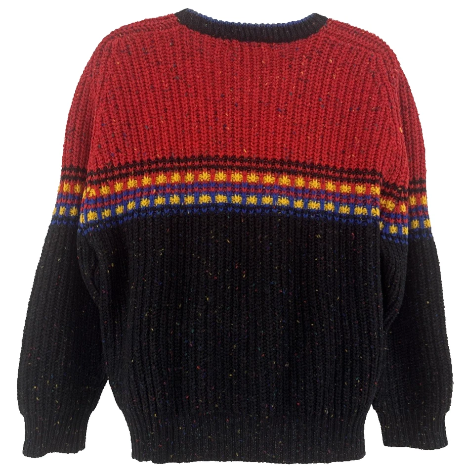 Suéter Kenneth Roberts Hombres XL Lana Donegal Tejido Moteado Rojo Negro De Colección HK Foto 2 de 4