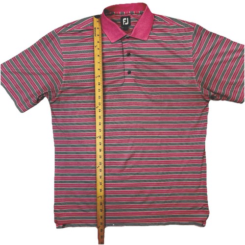 FootJoy Camicia da Golf Uomo Manica Corta a Righe Rosa Taglia Large - Foto 3 di 7