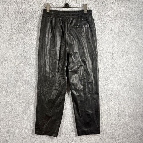 The Reset R Label Vegan Leather Straight Leg Ankle Pants Black Size S Pull On - Picture 5 of 8