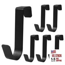 Over The Cabinet Door Hooks - Cabinet Organizer Holder Hanger Hook 6 Pack Black