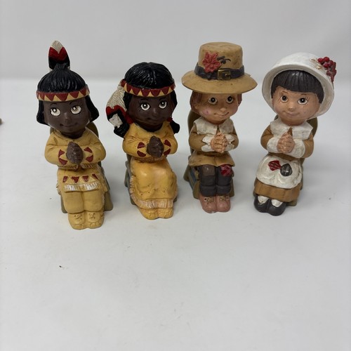 Thanksgiving Sweet Tots Pilger & Indianer Set Matte Keramik Danke 3,5" - Bild 1 von 16
