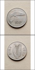 1980 Ireland 10p Coin - Decimal - Salmon - Nice Detail
