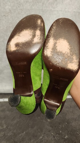 Marc Jacobs Mary Jane decolte 38,5 pelle verde e marrone tacco Y2K Made in Italy - Foto 8 di 12
