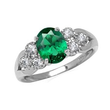 1.5 Ctw Oval 9X7 MM Green Emerald 925 Sterling Silver Women Engagement Ring