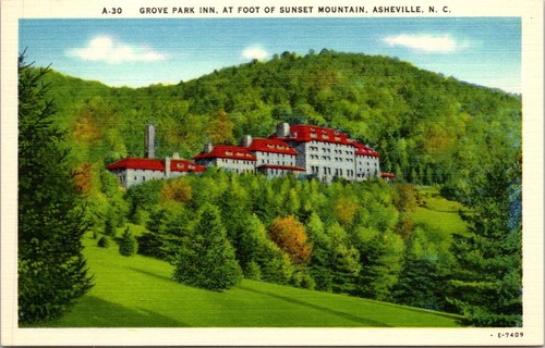 Postcard NC Asheville Grove Park Inn Foot of Sunset Mountain North Carolina - Picture 1 of 2