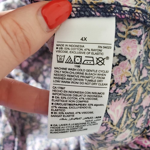 Old Navy Milkmaid Dress Womens 4X Purple Floral Short Sleeve Smocked Cottagecore - Picture 9 of 11