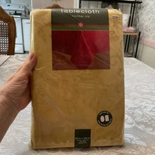 Holiday Joy Gold Tablecloth 60” X 144” NIP