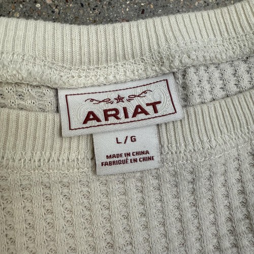 Ariat Everyday LS Top Womens Large White Waffle Knit Long Sleeve Pullover Boho - Picture 2 of 10