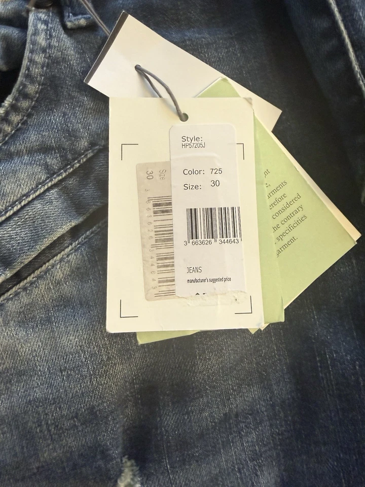 Pierre Balmain Distressed Denim Blue Biker Moto Jeans - Image 4 of 4