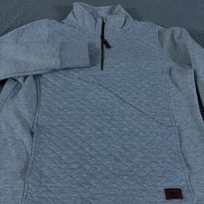 LL Bean Womens Quilted Quarter-Zip Pullover Womens Medium Gray Sweatshirt Hiking