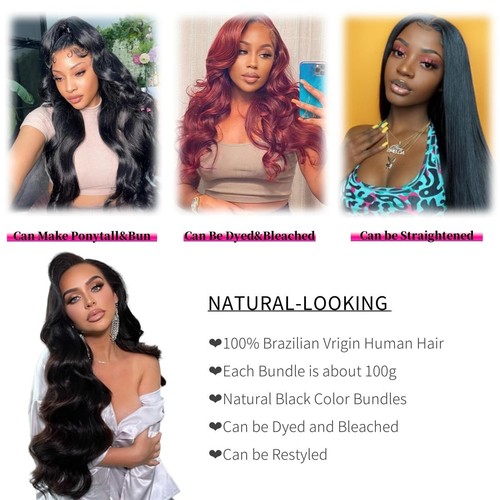 12A Human Hair Bundles 14 16 18 20 Inch Body Wave Bundles Human Hair 100% Unp... - Afbeelding 5 van 6