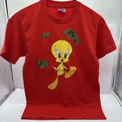 Vintage Tweety Bird Christmas T Shirt USA Hanes 50/50 Medium Single Stitch 