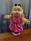 2000s Cabbage Patch Kid Blonde Hair Violet Eyes Watermelon Fruit Dress