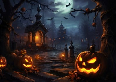 Haunting Halloween Night Wall Art Poster Gothic Decor Premium Quality
