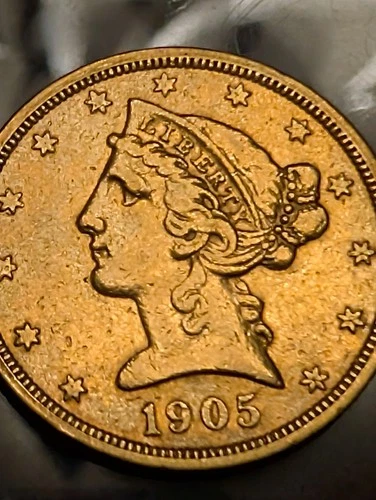 1905 S Liberty Head GOLD $5 Half Eagle Coin In Mint State Condition