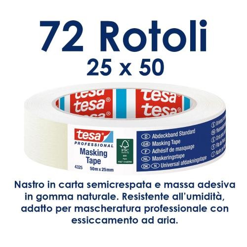 Tesa 4325 Profi Abdeckband 25mmx50mt - Halbrillenpapier 72 Stück - Bild 5 von 8