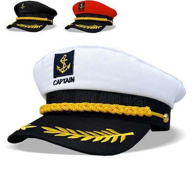Adult Navy Captain Hat Yacht Sailor Skipper Ship Costume Hat Adjustable - Unisex