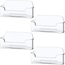 Qizpcer 4 Pack Clear Plastic Business Card Holder,Acrylic 4 Pack, Transparent 
